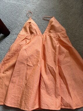 Zara Orange and White Striped Mini Dress